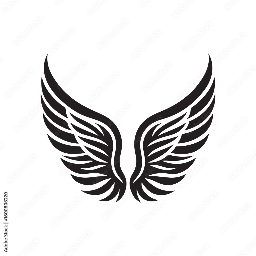 Fototapeta premium Wings tattoo design with a tribal eagle and angel feather illustration, symbolizing freedom and love