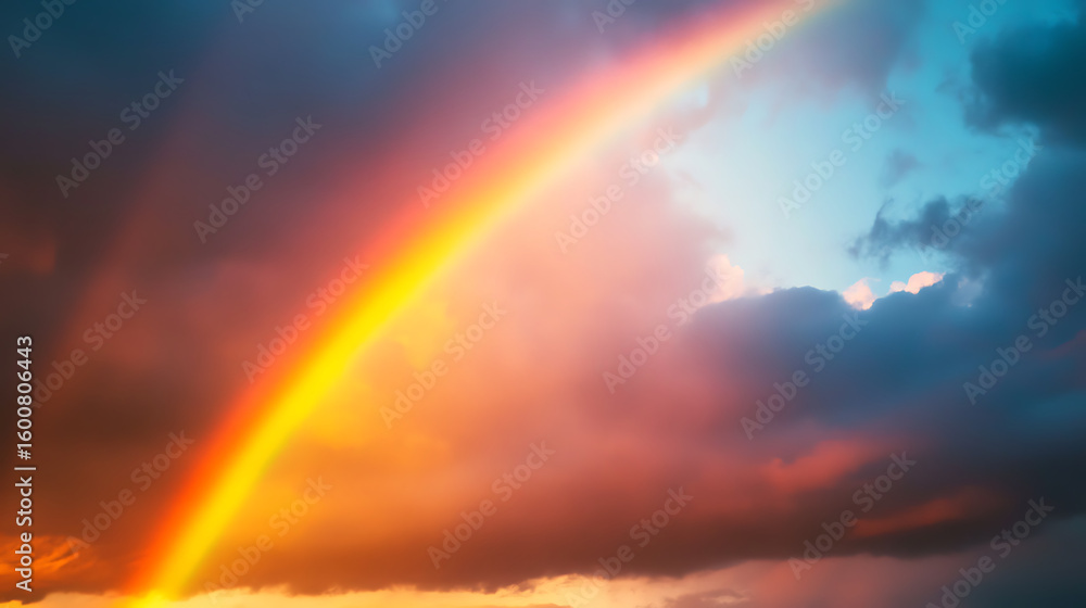 Fototapeta premium Vision of an awe-inspiring rainbow stretching across the sky during a midjourney rain shower 