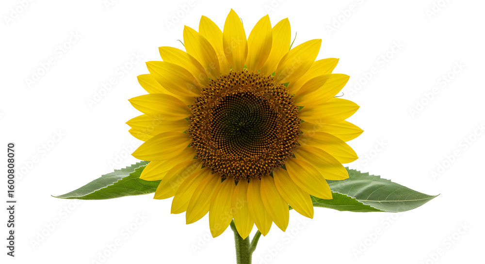 Obraz premium Vibrant Sunflower Against White Background - Isolated Sunflower Blossom high quality
