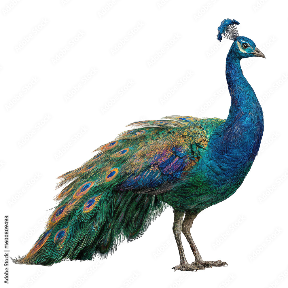 Obraz premium Peacock in profile, vibrant plumage (5)