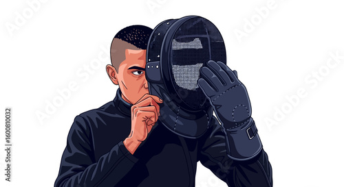 Fencer's Vigil: A Sharply Rendered Portrait of Focus and Readiness for the Duel Preparation