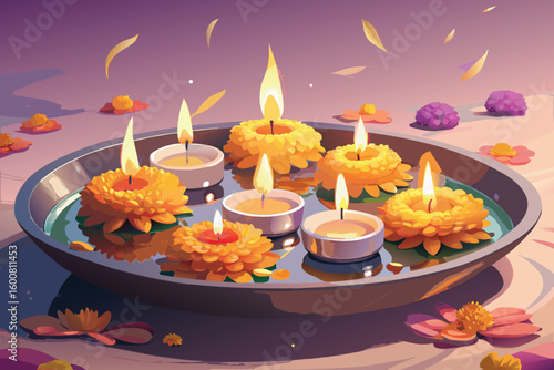 Illustration of a silver platter filled with an object possibly a cat