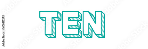 Teal Ten Number Design.