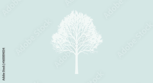 Elegant tree silhouette with minimalist design against soft pastel background creating calming winter forest aesthetic featuring nature's serene