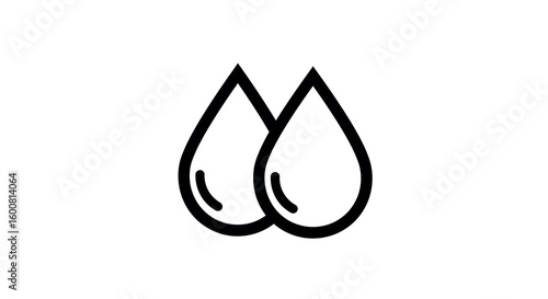Minimalist black and white water droplet icon for logo design