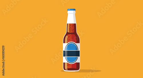 Vibrant illustration of a beer bottle with a stylized label, showcasing a refreshing and eye-catching beverage depiction suitable for commercial