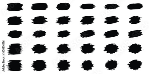 Grunge Brush Stroke Set – Black Paint Ink Boxes, Frames, and Lines Vector Collection