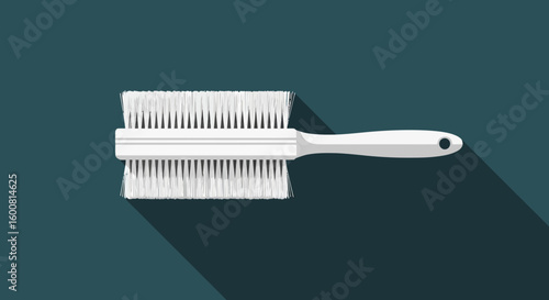 Detailed illustration of a white cleaning brush, showcasing the texture and design with a dark background creating strong contrast and visual clarity