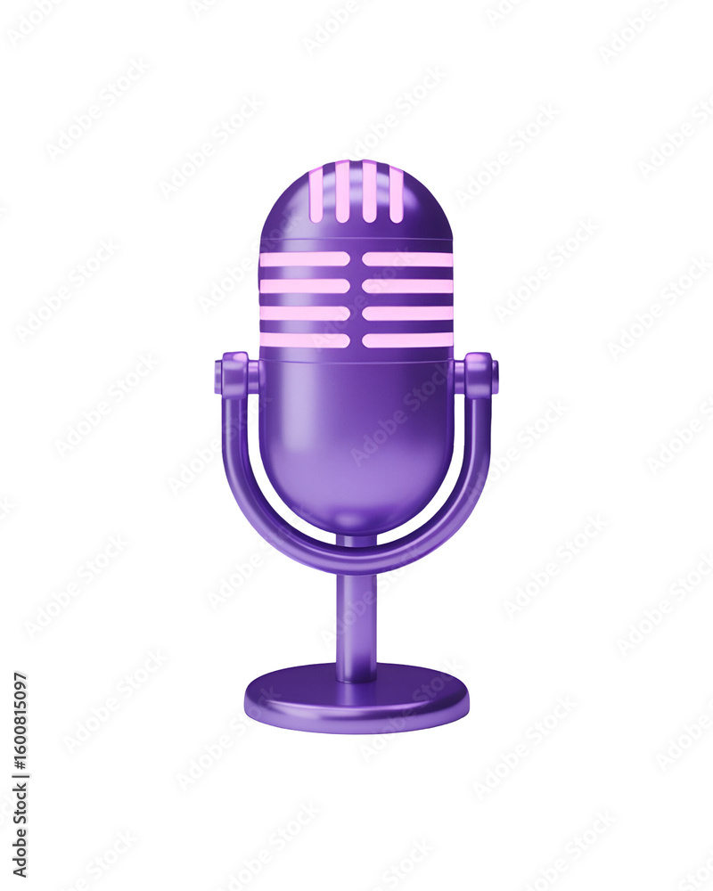 Stylized purple microphone isolated on a transparent background retro broadcast Stylized purple microphone isolated on a transparent background retro broadcast