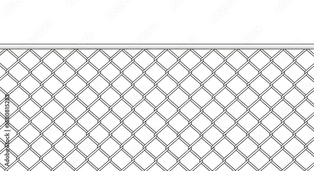 Fototapeta premium Monochrome rhombic chain-link fence detail presenting a visual representation of a patterned security barrier with geometric precision and