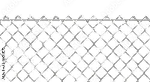 Seamless Chain Link Fence Pattern on White Background for Security or Boundary Representation ideal for industrial and architectural projects