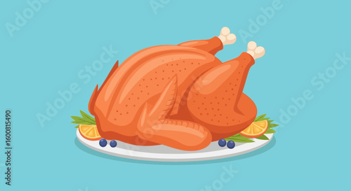 Festive Roasted Turkey: A Colorful Celebration of Culinary Traditions and Seasonal Feasting delights  on a bright and modern backdrop showcasing the