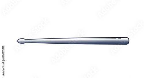 Close-up Shot Depicting a Single Drumstick, a Percussion Instrument Used to Strike Drums, On a Plain White Background