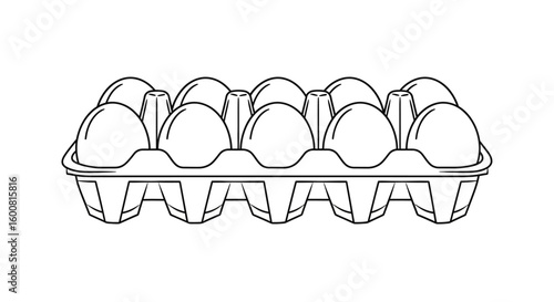 Minimalist Line Art of Ten Eggs in a Carton Ready for Culinary Creativity and Preparation