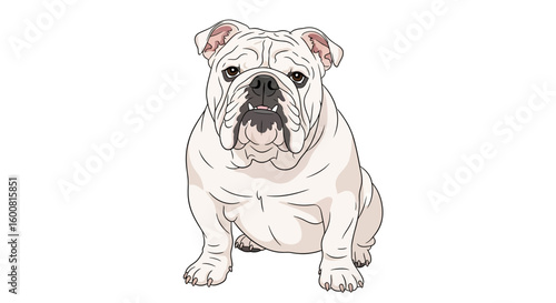 A Lovable Bulldog Illustration: Charming canine portrait with a playful expression and detailed linework capturing the essence of the breed
