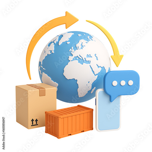 Global logistics communication icon isolated on transparent background