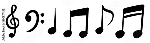 音符　メロディ　ト音記号　ヘ音記号　シンプルなアイコンセット