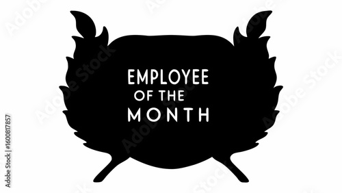 Employee of the month award with laurel wreath design in black and white simple design recognition award
