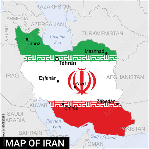 Republic of Iran map flag	