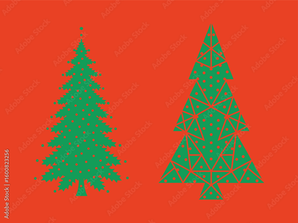 Obraz premium Minimalist Christmas Tree Design with Dots and Geometric Shapes