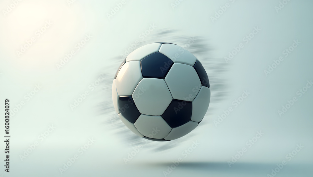 Naklejka premium Realistic football spinning mid-air on clean background. 