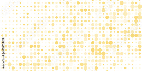 Gold falling down confetti background. Repeated golden dotted glitter pattern. Yellow, orange and golden dots wallpaper.