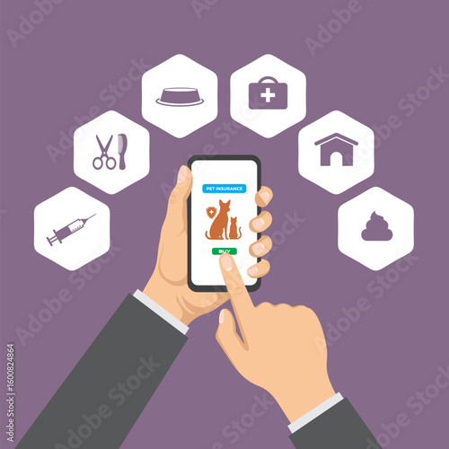 purchase pet insurance vector illustration design