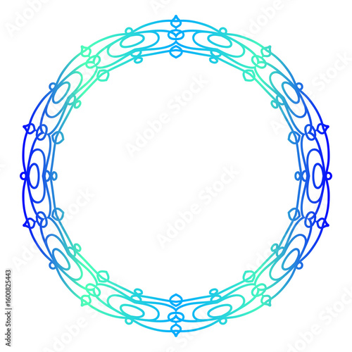 Bright Gradient Colored Mandala Abstract Lace Art. Neon Frame Border Isolated on Background, Retro Birthday Party Greeting card Invitation Design Element Symbol