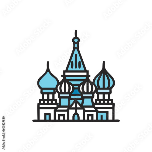 Icon of St. Basil's Cathedral in modern flat design style  