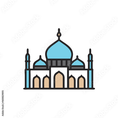 Icon of Taj Mahal dome in minimalist design with blue and beige colors  