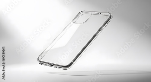 Transparent Phone Case Mockup, 3D Render, Minimalist Style