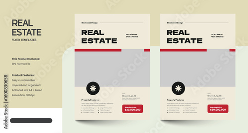 Clean, Modern and Professional Real Estate Design Flyer Template