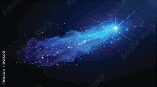 Abstract cosmic illustration featuring a bright celestial body with shimmering star dust.