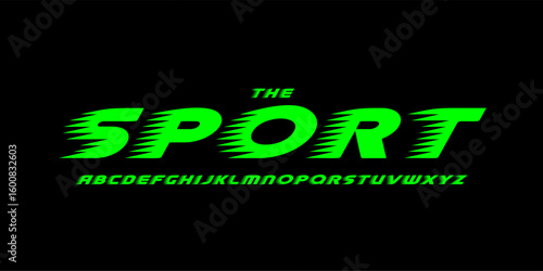 Wind motion font, bold speed-line alphabet, dynamic fast letters, racing sport typeface for arcade logo, sharp headline, modern drive typography, velocity trail typographic design. Vector typeset.