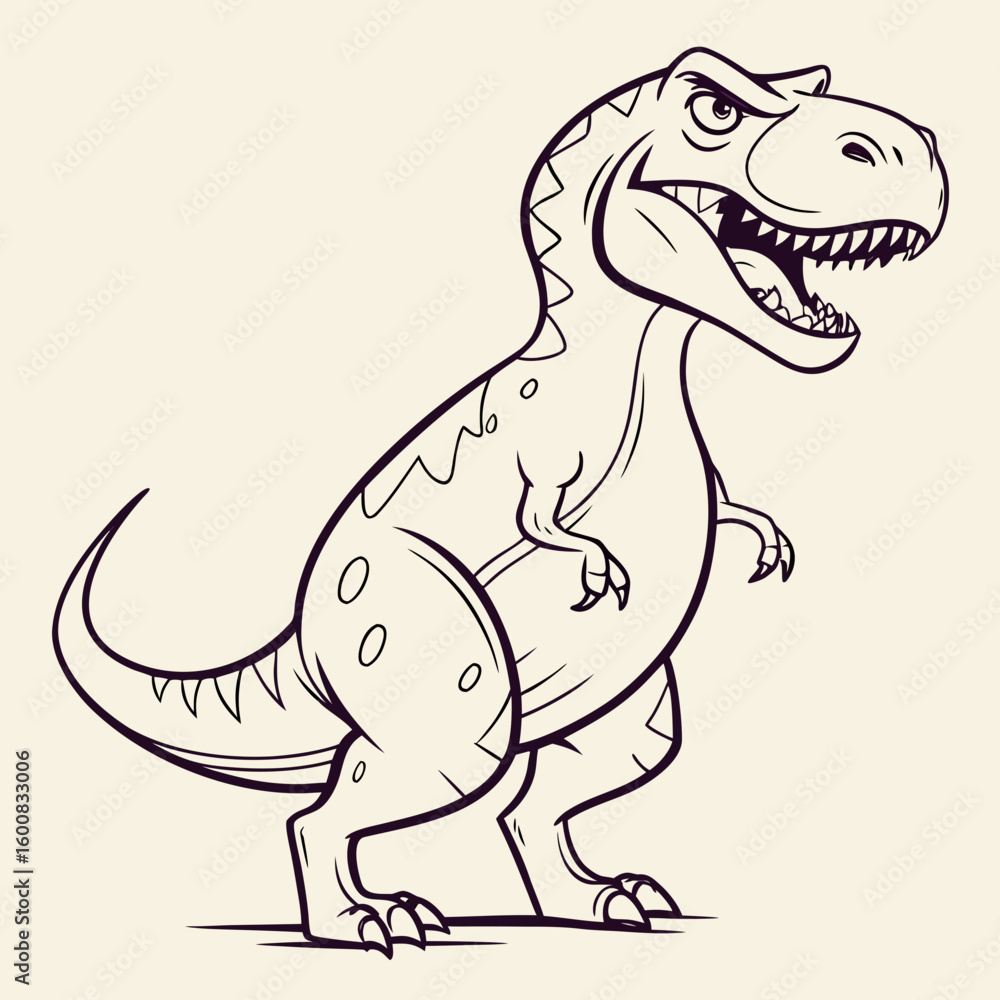 Fototapeta premium Ferocious Tyrannosaurus Rex Illustration in Black and White