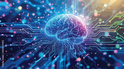 Digital brain representing artificial intelligence and modern technological advancements.