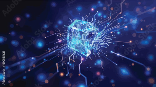 Futuristic circuitry abstract composition representing digital innovation and technological advancement.