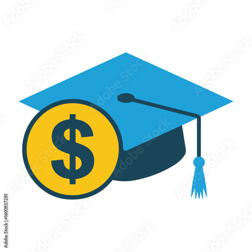 Graduation cap with dollar symbol money education