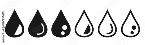 Water drops set. Water drops isolated on white background. Vector clipart.