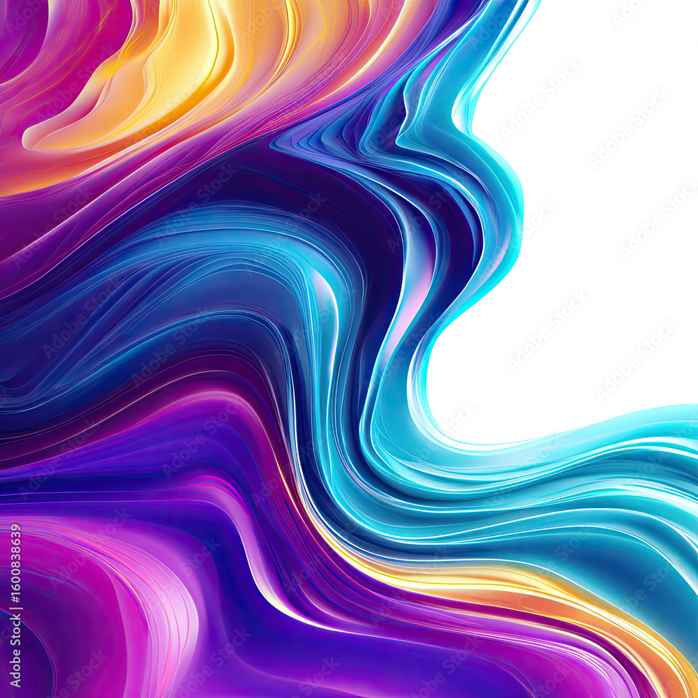 Obraz premium Abstract vibrant swirling liquid shapes in a dynamic, flowing design, featuring a variety of bright colors including purples, blues, and golds