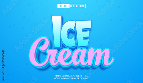 Editable 3d text style effect - Ice Cream text effect Template