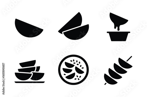 Sliced fruit preparations and serving wedges dipping