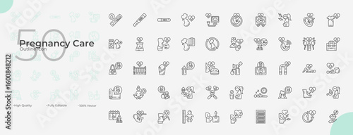 Pregnancy Care Line Editable Icons set. Vector illustration in modern thin line style of Pregnancy Care icons: care, baby, infant, etc