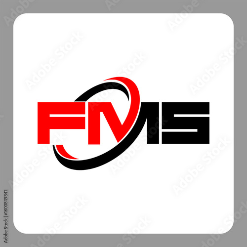 FMS logo. FMS letter. FMS letter logo design. Initials FMS logo linked with circle and uppercase monogram logo. Modern Red and Black Initials Logo for Corporate, FMS typography for technology,