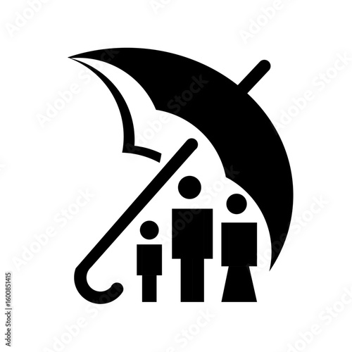 Family Protection Icon Under Umbrella – Insurance and Safety Concept Vector
