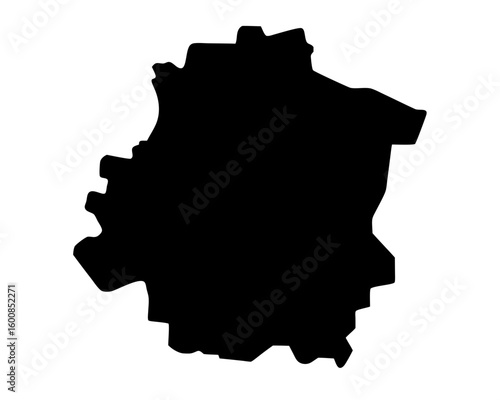 Black Silhouette Map of Chernihiv Oblast in Ukraine on White Background