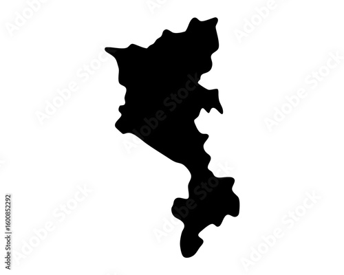 Detailed silhouette of a landmass resembling a geographical outline or map shape