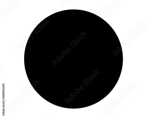 A single, solid black circle centered against a white background plane