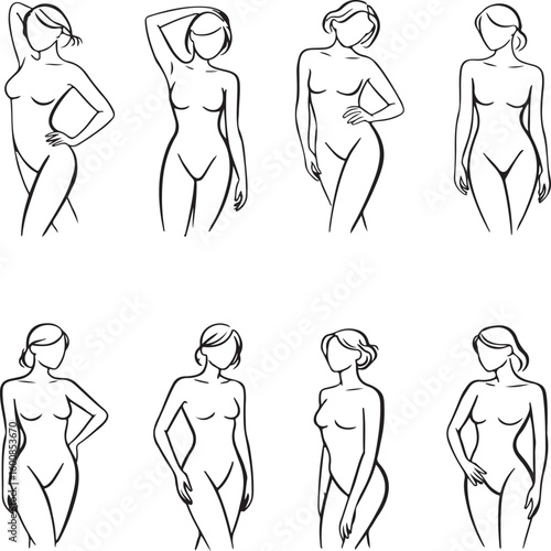 Elegant Line Art Depicting the Female Form A Study of Minimalist Art and Design with a Focus on Feminine Anatomy