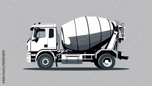 Modern concrete mixer truck vector illustration, side view